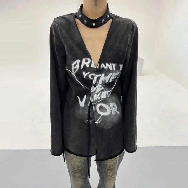 Void Graffiti Top: Y2K Fashion Meets Coquette & Grunge Aesthetic