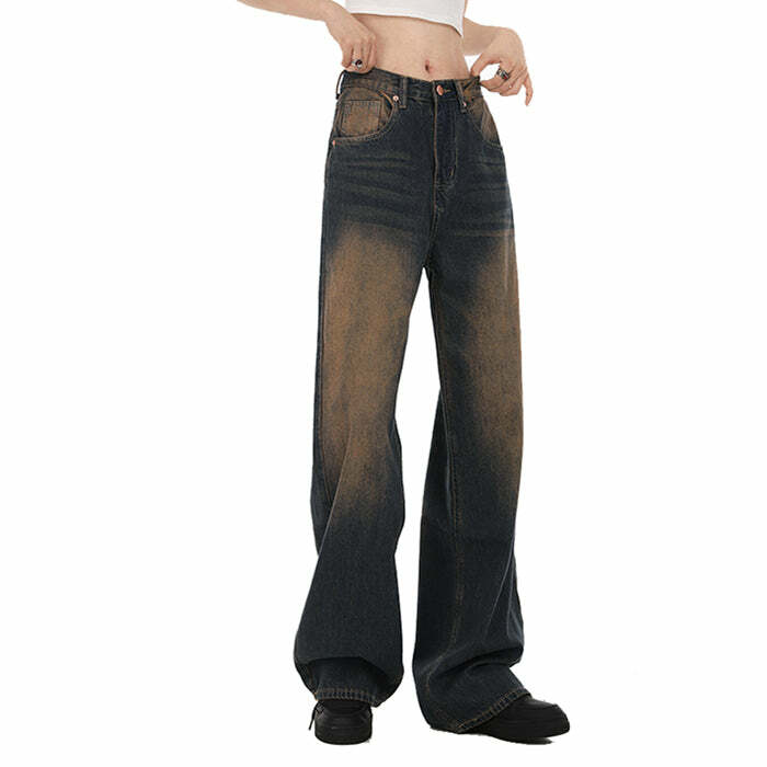 Washed Brown 90's Kids Jeans - Y2K Fashion for Grunge & Coquette Aesthetic