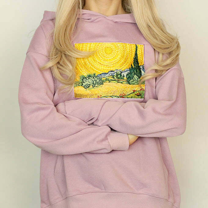 Wheat Field with Cypresses Hoodie - Y2K Aesthetic Grunge & Coquette Style