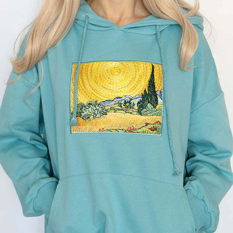 Wheat Field with Cypresses Hoodie - Y2K Aesthetic Grunge & Coquette Style