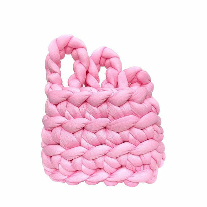 Y2K Aesthetic Crochet Bag: Cute Pastel Goth & Grunge Fashion Essential