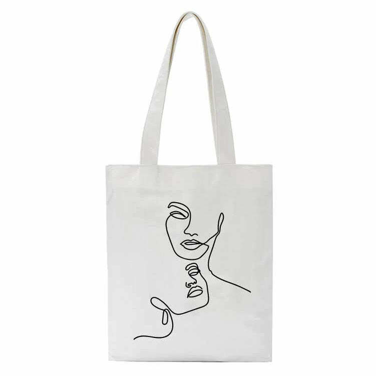 Y2K Aesthetic Face Outline Shoulder Bag - Cute & Trendy Accessory