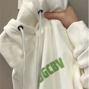 Y2K Aesthetic Fall Minimalist Block Letter Hoodie for Trendy Outfits