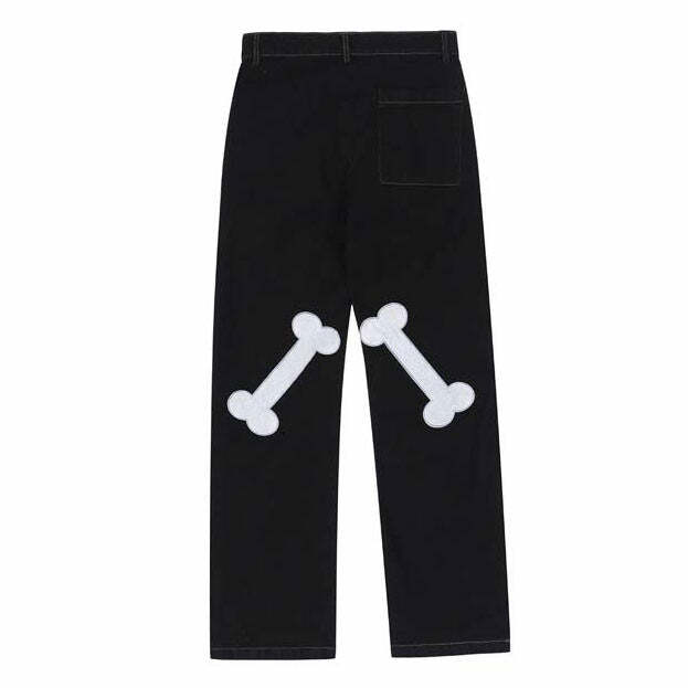 Y2K Aesthetic Skeleton Hands Embroidery Jeans for Grunge & Coquette Styles