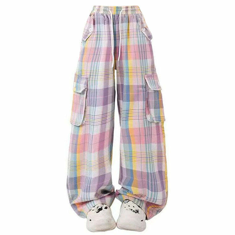 Y2K Aesthetic Soft Girl Plaid Cargo Skirt for Trendy Outfits