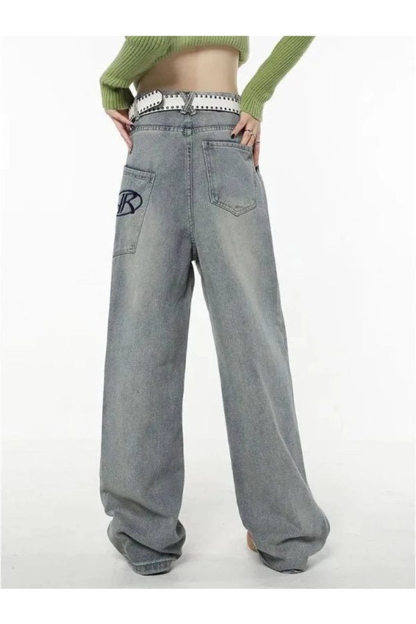 Y2K Baggy Logo Jeans for Coquette & Grunge Aesthetic Outfits