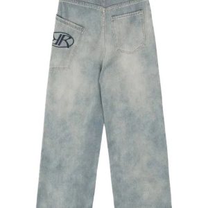 Y2K Baggy Logo Jeans for Coquette & Grunge Aesthetic Outfits