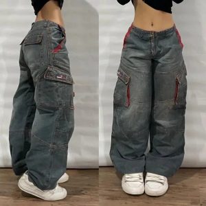 Y2K Baggy Pocket Jeans for Grunge & Coquette Aesthetic Outfits