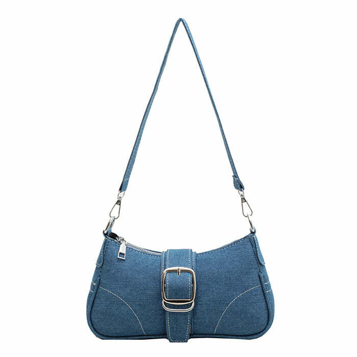 Y2K Denim Baguette Bag - Trendy Y2K Aesthetic for Cute Outfits & Styles