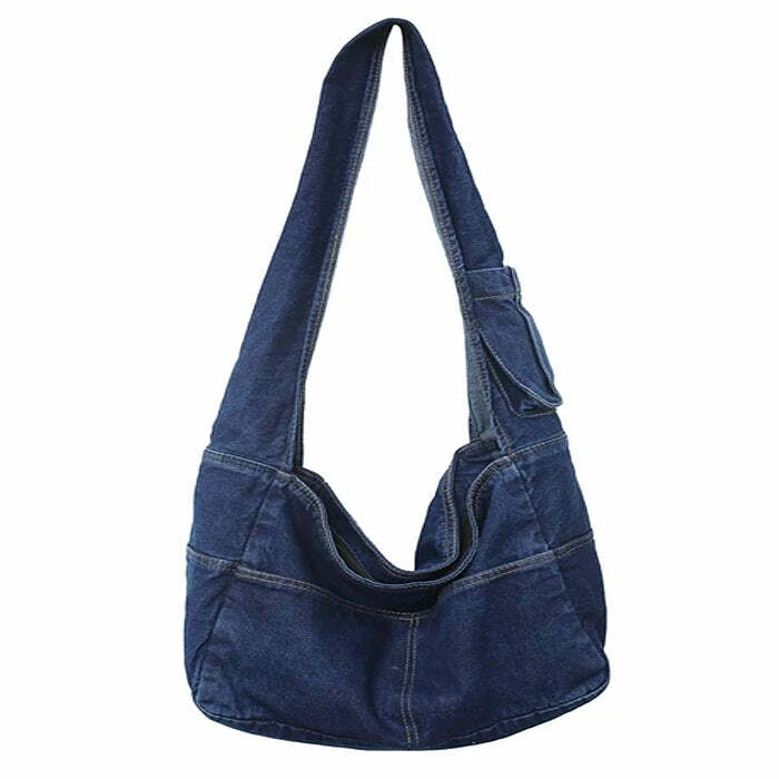 Y2K Denim Shoulder Bag: Trendy 90's Aesthetic for Modern Outfits