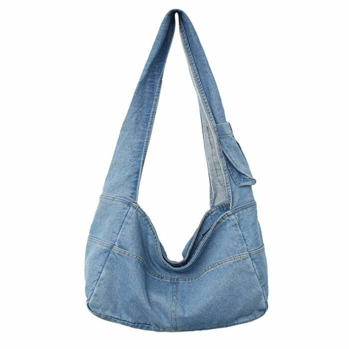 Y2K Denim Shoulder Bag: Trendy 90's Aesthetic for Modern Outfits