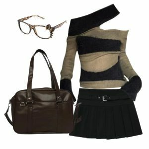 Y2K Fashion: Autumn Chic Zipper Skirt & Edgy Asymmetrical Top Outfit