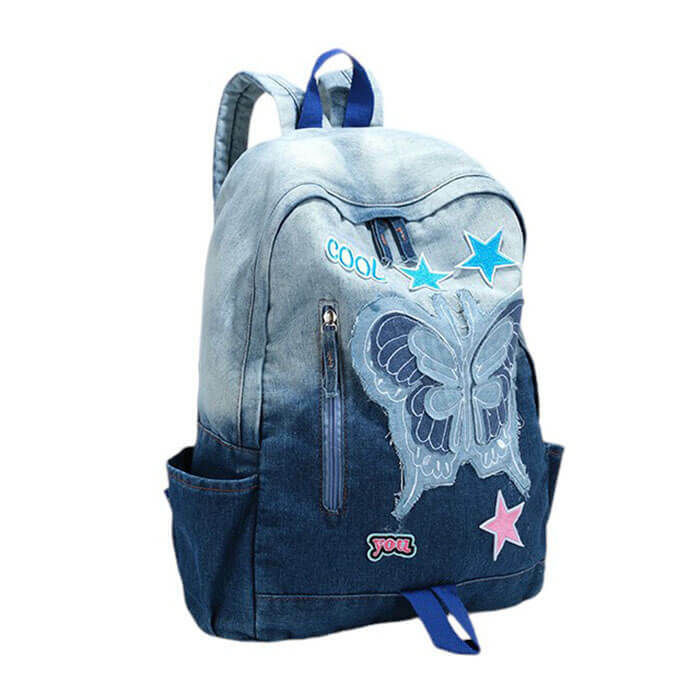 Y2K Fashion Butterfly Denim Backpack - Cute Pastel Goth & Grunge Aesthetic