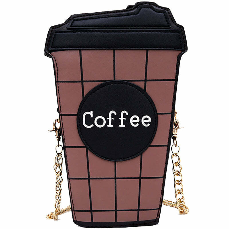 Y2K Fashion Coffee Clutch: Cute Pastel Goth & Grunge Aesthetic Bag