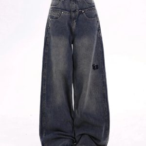 Y2K Fashion Extreme Wide-Leg Baggy Jeans for Grunge & Coquette Aesthetic