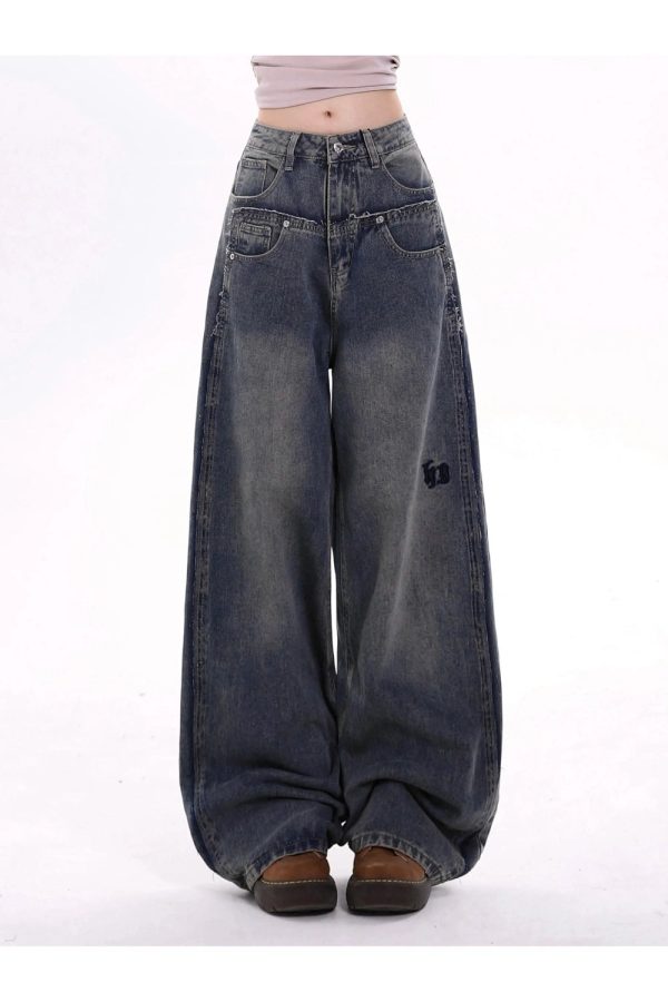 Y2K Fashion Extreme Wide-Leg Baggy Jeans for Grunge & Coquette Aesthetic