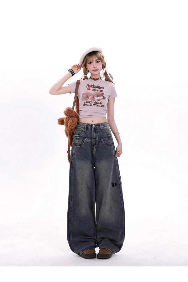 Y2K Fashion Extreme Wide-Leg Baggy Jeans for Grunge & Coquette Aesthetic