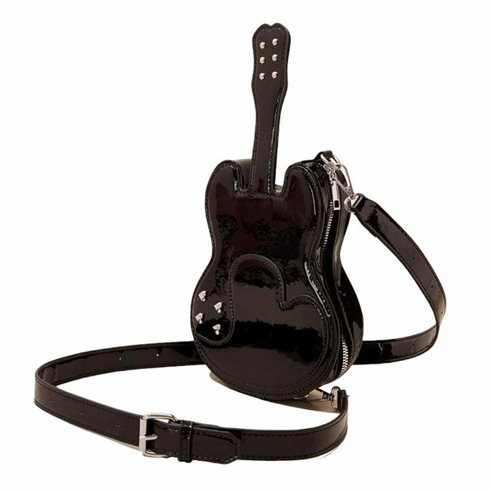 Y2K Fashion Guitar Shaped Crossbody Bag - Cute Aesthetic Accessory