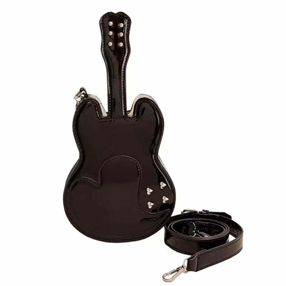 Y2K Fashion Guitar Shaped Crossbody Bag - Cute Aesthetic Accessory