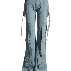 Y2K Fashion Hybrid Harness Split Jeans for Grunge & Coquette Aesthetic