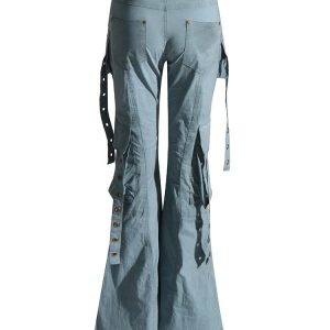 Y2K Fashion Hybrid Harness Split Jeans for Grunge & Coquette Aesthetic