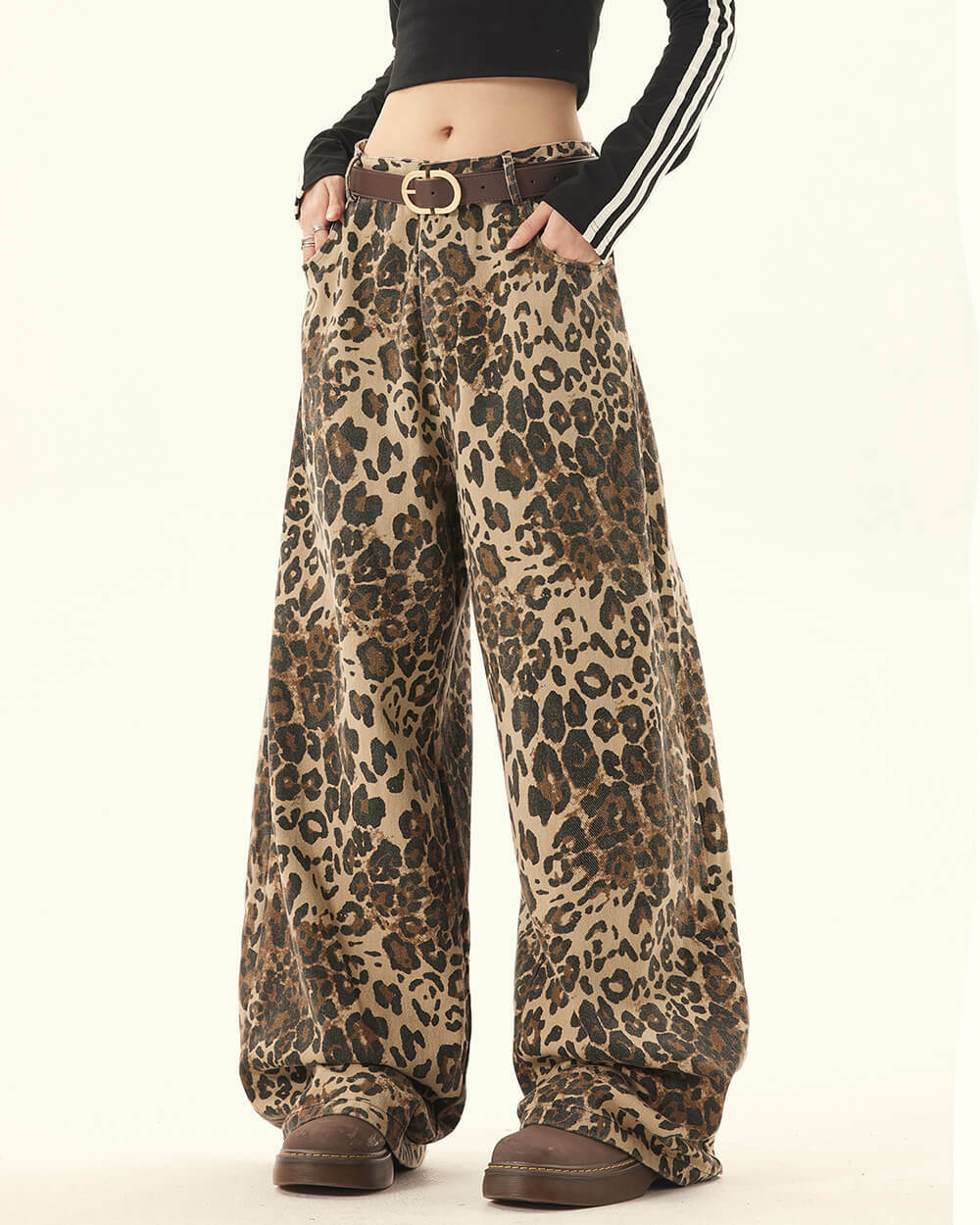 Y2K Fashion Leopard Print Wide-Leg Pants for Coquette & Grunge Aesthetic