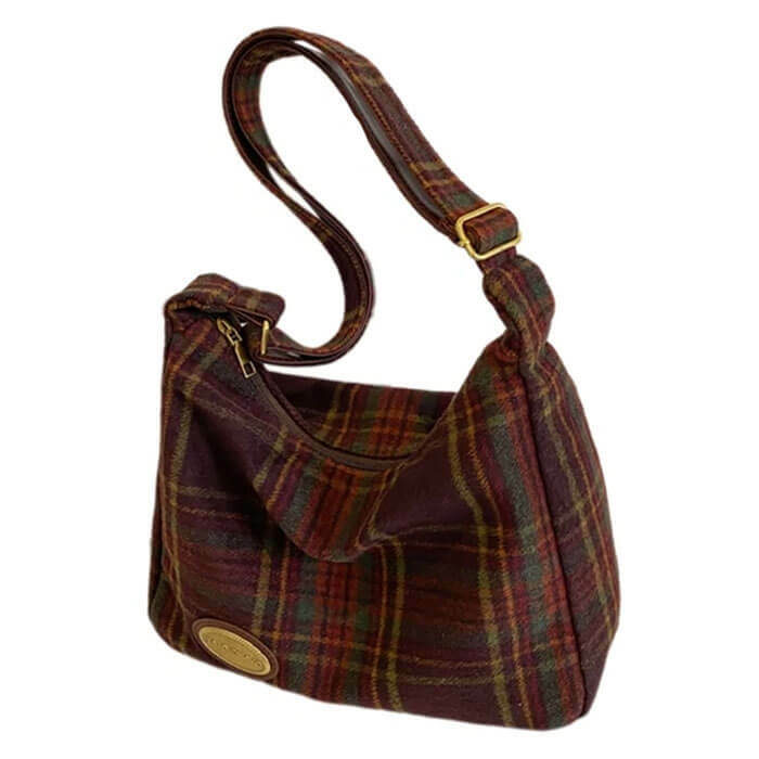 Y2K Fashion Plaid Shoulder Bag - Cute Aesthetic Accessory for Outfits