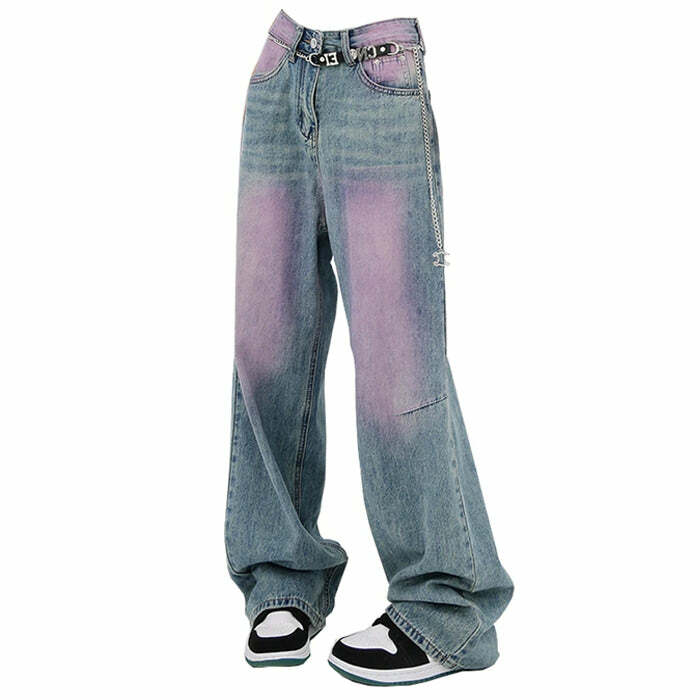 Y2K Fashion Skater Girl Baggy Jeans for Trendy Grunge Aesthetic Outfits