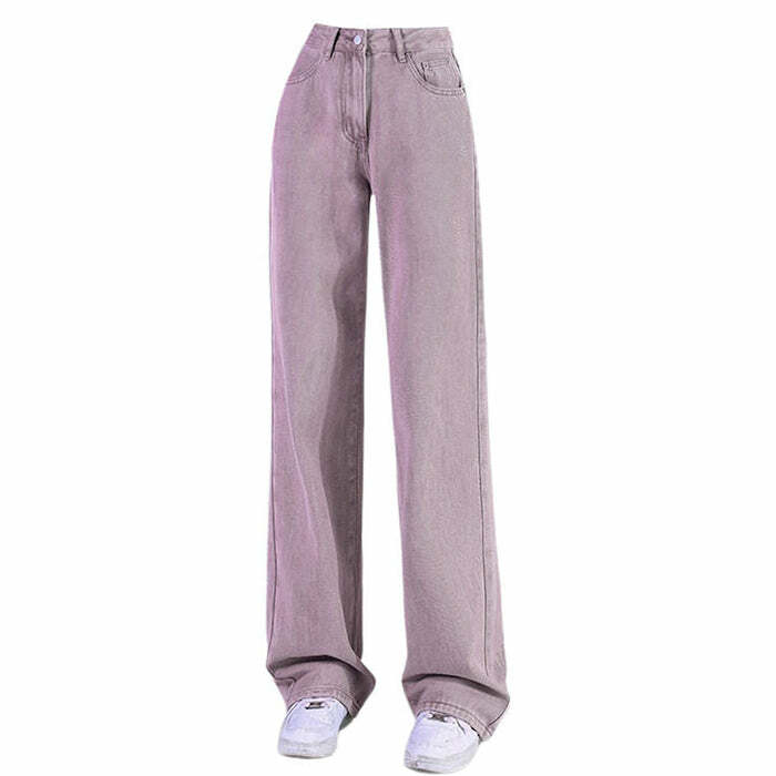 Y2K Fashion Skater Girl Lavender Jeans - Cute Pastel Goth Aesthetic