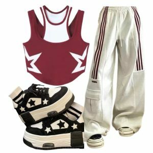 Y2K Fashion: Striped Cargo Skirt, Starstruck Crop Top & Acubi Skate Shoes