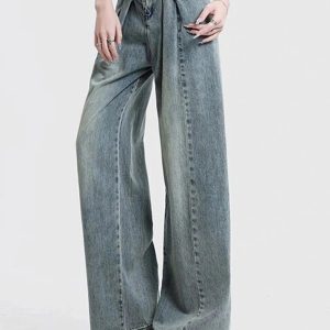 Y2K Fashion Ultra Wide-Leg Baggy Jeans for Grunge & Coquette Aesthetic