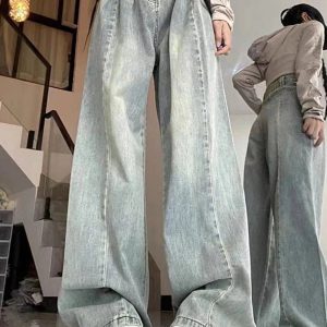 Y2K Fashion Ultra Wide-Leg Baggy Jeans for Grunge & Coquette Aesthetic