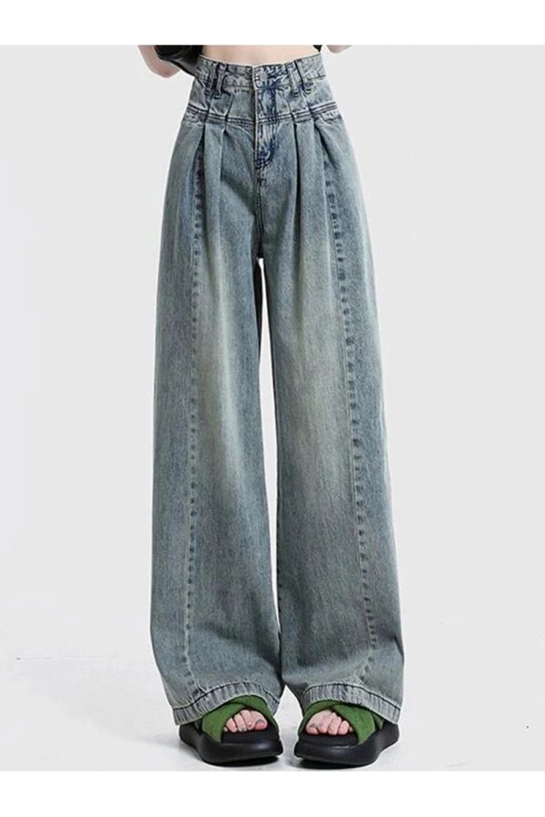 Y2K Fashion Ultra Wide-Leg Baggy Jeans for Grunge & Coquette Aesthetic