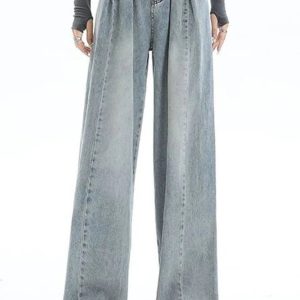 Y2K Fashion Ultra Wide-Leg Baggy Jeans for Grunge & Coquette Aesthetic