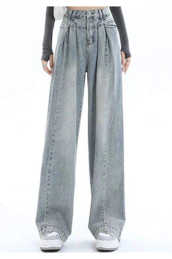 Y2K Fashion Ultra Wide-Leg Baggy Jeans for Grunge & Coquette Aesthetic