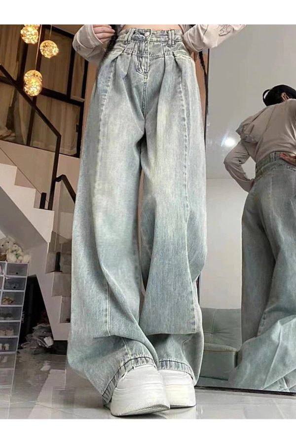 Y2K Fashion Ultra Wide-Leg Baggy Jeans for Grunge & Coquette Aesthetic