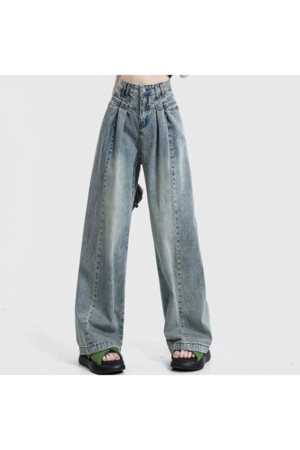 Y2K Fashion Ultra Wide-Leg Baggy Jeans for Grunge & Coquette Aesthetic