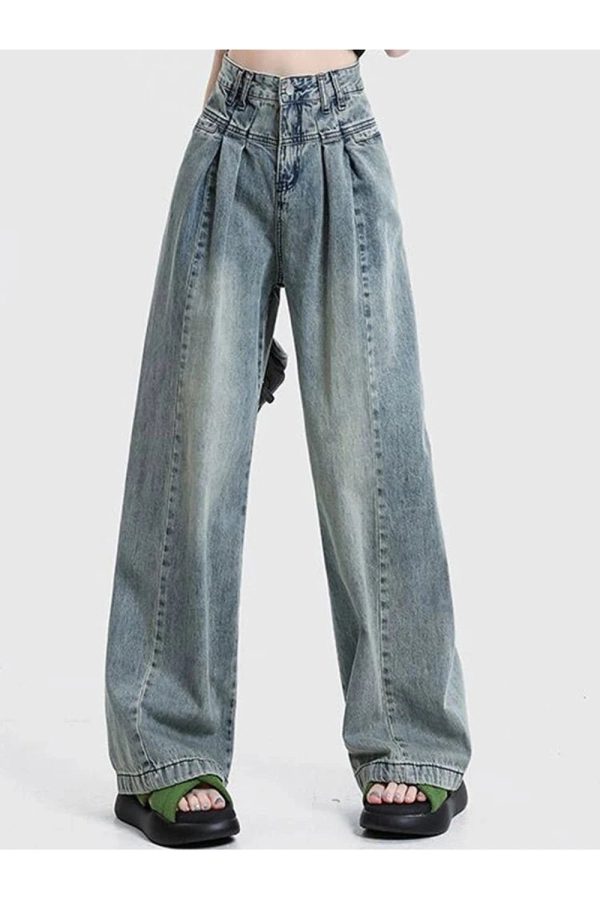 Y2K Fashion Ultra Wide-Leg Baggy Jeans for Grunge & Coquette Aesthetic