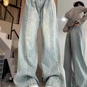 Y2K Fashion Ultra Wide-Leg Baggy Jeans for Grunge & Coquette Aesthetic