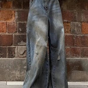 Y2K Fashion Wide-Leg Jeans: Grunge Aesthetic & Cute Tops Essential