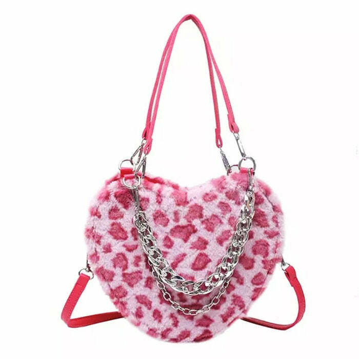 Y2K Heart Fuzzy Bag - Cute Y2K Accessories for Coquette & Grunge Aesthetic