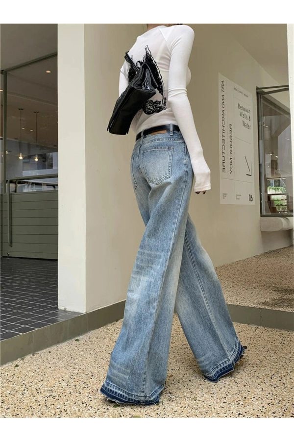 Y2K High-Waisted Wide-Leg Jeans for Grunge & Coquette Aesthetic Outfits