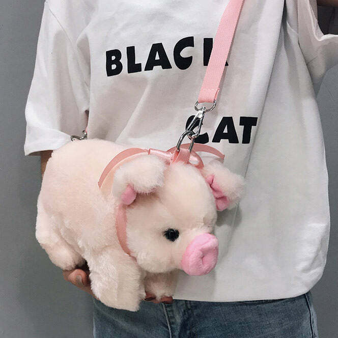 Y2K Mini Pig Shoulder Bag - Cute Pastel Goth & Grunge Aesthetic Accessory