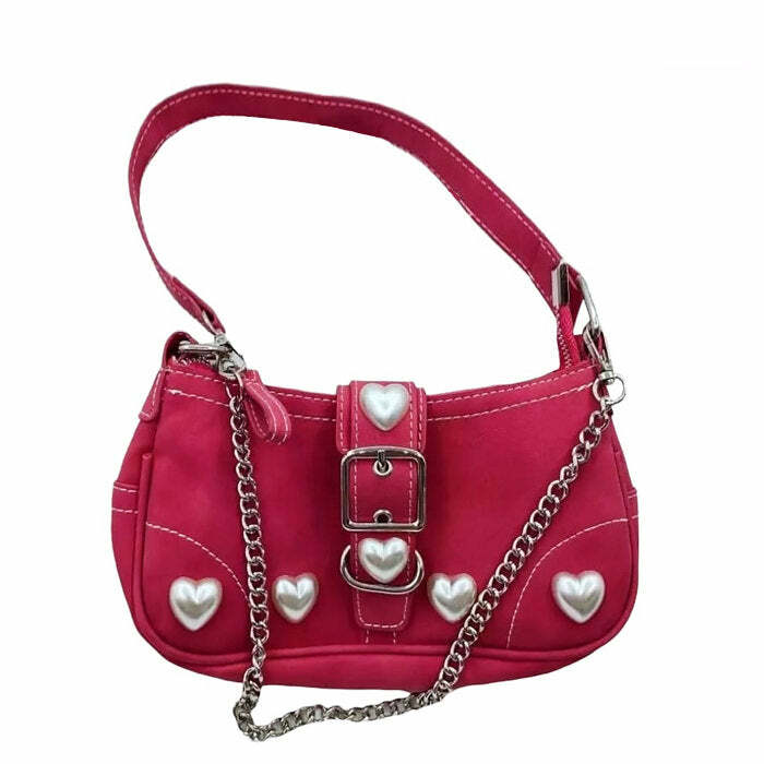 Y2K Pearl Heart Bag: Cute Accessory for Coquette & Grunge Aesthetic