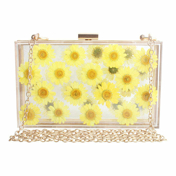 Y2K Pressed Flower Aesthetic Handbag - Cute Pastel Goth & Grunge Style