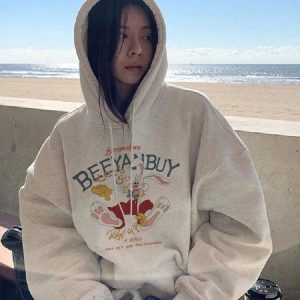 Y2K Retro Cartoon Graphic Hoodie - Cute Pastel Goth & Grunge Aesthetic