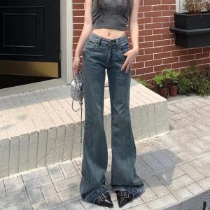 Y2K Vintage Flare Denim Jeans for Coquette & Grunge Aesthetic Outfits