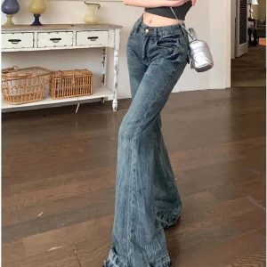 Y2K Vintage Flare Denim Jeans for Coquette & Grunge Aesthetic Outfits