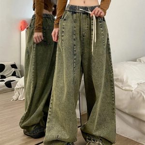 Y2K Vintage Ultra-Wide Cargo Skirt: Trendy Grunge & Coquette Aesthetic