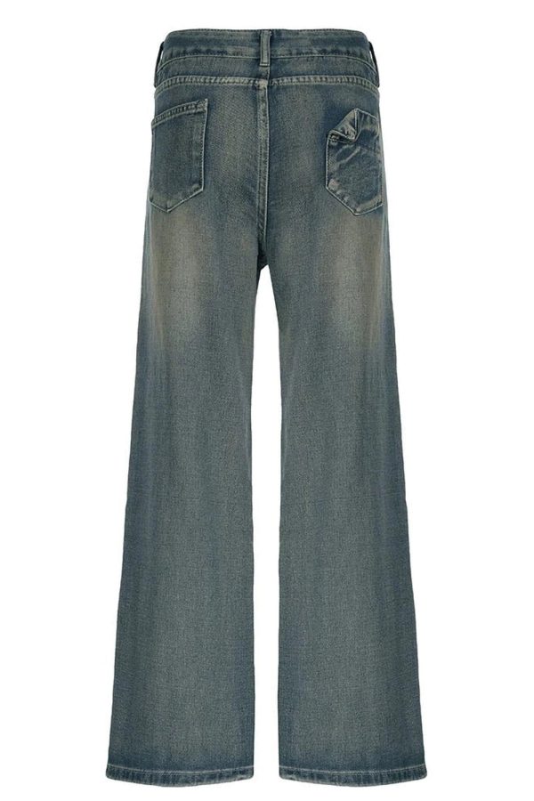 Y2K Vintage Washed Baggy Jeans for Grunge & Coquette Aesthetic Looks